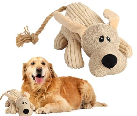 Quietschendes Kauspielzeug für Hunde – Knochen aus langlebigem Stoff mit Ton, entwickelt, um Angst und Langeweile zu reduzieren | perfekt für Welpen und erwachsene Hunde, Reinigung der Zähne, einfach