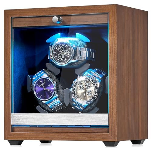 ANWBROAD Carica Orologi Automatici 3 Rotatori 4 Modalità di Rotazione USB Retroilluminazione a LED Motore Mabuchi super Silenzioso für Automatikuhren JWW013M