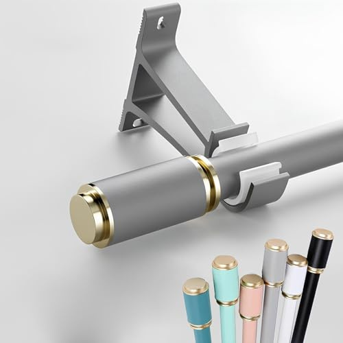Bastoni per tende in alluminio resistente, silenzioso, montaggio a parete, per camera da letto e soggiorno, pali grigi da 260 cm, durevoli, facili da installare