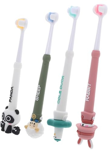Mobestech Juego de Cepillos de Dientes Material Pp y Pvc Cerdas Suaves y Diseño de Tres Caras Adecuado para Fomentar el Cepillado Independiente para Niños en Bebés y Niñas
