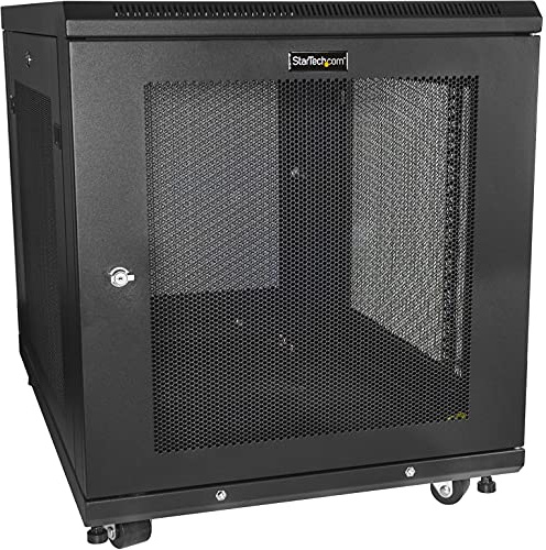 StarTech Armario Rack de Servidores 12U - Rack Cerrado Informático de 4 Columnas 19 con Bandeja y Gestión de Cables - Profundidad de Montaje 75 cm - Carga 450 kg