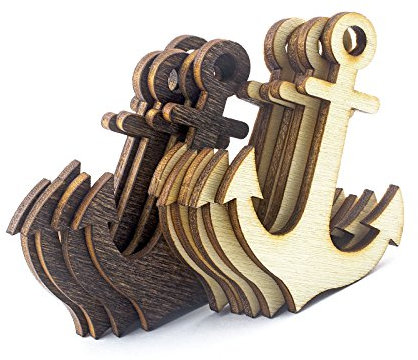 Summer-Ray Lot de 50 ancres en bois découpées au laser 5,1 cm