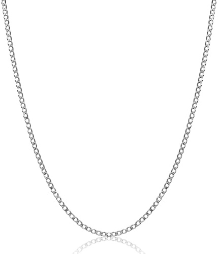 Aka Gioielli - Collana Donna Uomo in Argento Sterling 925 Rodiato - Catenina 2.3 mm Maglia Grumetta Cubana - lunga 60 cm