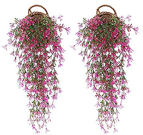 JustYit 2pcs Plantas Artificiales Exterior Hiedra Hojas Vid Artificial Guirnalda Plantas Decoración Verde de Hogar Jardín Valla Boda Fiesta Ventana Escalera Exterior Plantas Hiedra Artificial