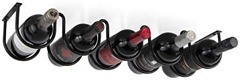 Wallniture Dijon Wine Rack for Kitchen Organization and Storage, Under Cabinet Organizer for 5 Liquor or Wine Bottles, Metal Black