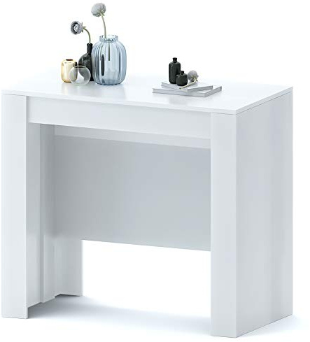 Bricozone Clarissa Plus Tavolo Consolle Allungabile Fino A 3 Metri Tavolo 14 Posti Salvaspazio Multiposizione Design Moderno Ed Elegante per Casa E Ufficio 78 x 51 x 90 cm Colore Bianco Lucido