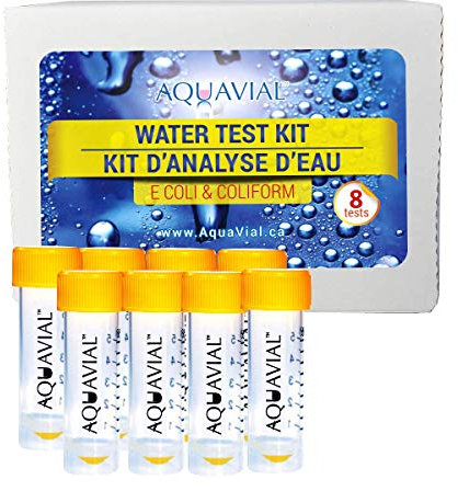 AquaVial Well Water Testing Kit - 8 Pezzi per la rilevazione di E. coli e batteri coliformi | Kit di analisi dell'Acqua per Acqua Potabile o Pozzi | Tester della qualità dell'Acqua per Uso Domestic
