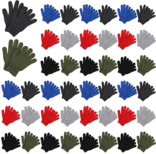Handepo 100 Pair Knitted Gloves Bulk for Men Women Adult Stretchy Gloves Bulk for Homeless People Charity Donation(Classic Color)