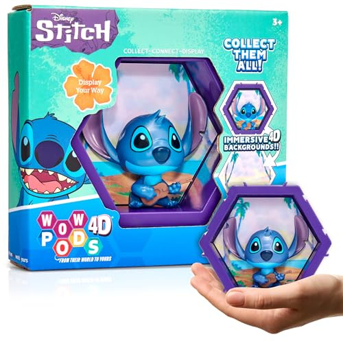 WOW! PODS Disney 4D Classic Stitch | Personnage à tête branlante à Collectionner Qui éclate de Leur Monde dans Le vôtre | Présentoir Mural ou étagère | Jouets et Cadeaux Disney | Série 1 n° 445