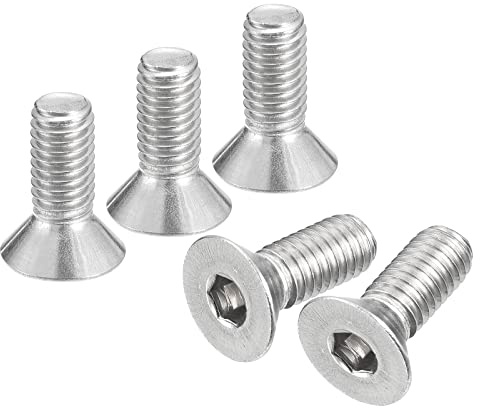 uxcell #10-32x1/2 Flat Countersunk Head Socket Cap Screws, 50Pcs 304 Stainless Steel Hex Socket Flat Head Screws, Full Thread, Countersunk Bolts