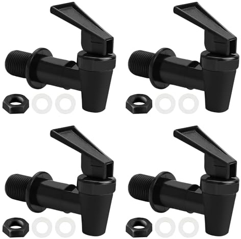 TOATELU 4 grifos dispensadores de bebidas: grifo de plástico para dispensador de agua, grifo de agua fría, grifo de cubo de llenado, grifo para barril de cerveza, cristal, café, zumo, fuente (negro)