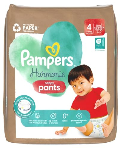 Pampers Harmonie Baby Windeln, Größe 4, 22 Stück, 9kg-15kg, 360° Passform und weiche Außenhülle aus hochwertiger Baumwolle