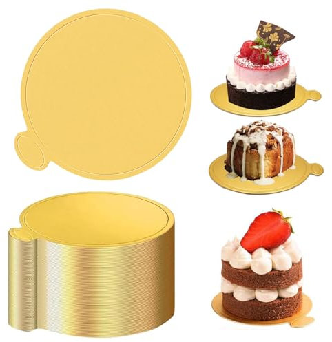 100 Pezzi Tavola per Mini Torte Alla Mousse,8cm Mini d'oro Cake Bases Mousse,Boards Carta Dessert Display,Vassoio Mousse Cake Boards,Cake Boards Rotondo Vassoi in Cartone per Compleanno,Vacanza,Festa