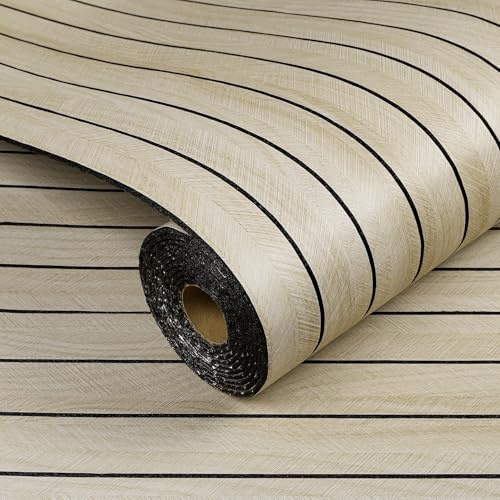 Livelynine Selbstklebende Wandpaneele Holzoptik 3D Holzpaneele Wand Wohnzimmer Esszimmer Flur Eiche Hell 30CMx5M Wandverkleidung Selbstklebend Holzoptik Beige für Haus Büro Gewerbe Lamellenwand