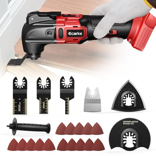 Ecarke Strumento multifunzione a batteria, compatibile con batteria Milwaukee, 18 V, agli ioni di litio, 6 velocità regolabili, motore senza spazzole per la rimozione, raschiatura, taglio con 23