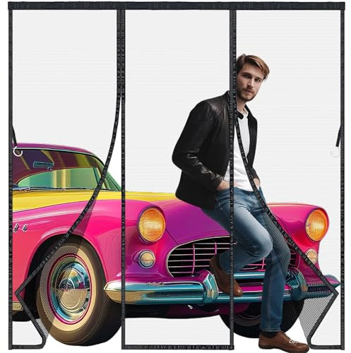 Moustiquaire Porte 180x210cm Fenetre Aimantée Magnetique, Rideaux Anti Mouches pour Porte, Rideaux Toile Insect Ecran,Moustiquaire Baie Vitree Coulissante,Magnétique Moustique Sans Perçage Noir