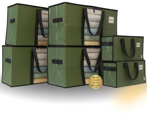 Shiva Green Bolsas de Mudanza Grandes 4+2 Pequeñas – Resistentes con Cremallera Doble y Asas Reforzadas – Impermeables, Plegables y Reutilizables – Alternativa a Cajas de Mudanza y Almacenaje Ropa