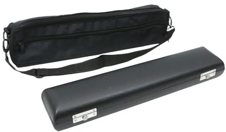 Conboxus 17 Hole Flute Case with Black PU Leather Velvet Lining Premium Hard Case for17 Hole Metal Flutes,Waterproof Durable Portable (black with bag)