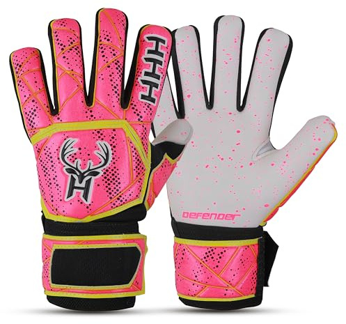 HHH Gants de gardien de but de football pour garçons, enfants, jeunes adultes – Gants de gardien de but de football avec protection de la colonne vertébrale en latex de 4 mm – Gants de gardien de but