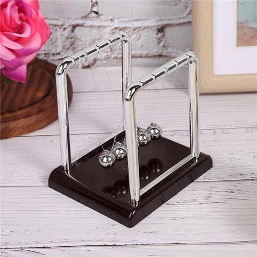 Greensen Boules d'équilibre de Berceau de Newtons, Jouet de Pendule en Métal, Décor de Bureau Scientifique éducatif pour Le Bureau et la Salle de Classe