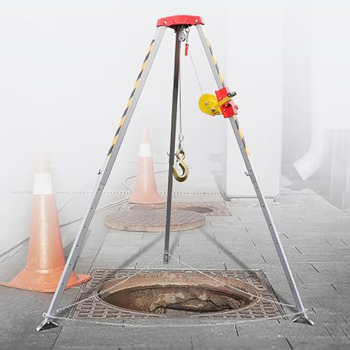 Kit di arresto anticaduta portatile, treppiede pieghevole di salvataggio di emergenza da 2,1 m, attrezzatura di salvataggio in alluminio per spazi confinati, protezione anticaduta per edilizia e