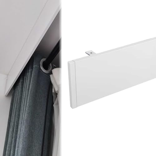 DLYZAYE Window Curtain Pelmet Panel Without Tracks, Decorative Valance Ceiling Mount, Aluminum Alloy Curtain Box Baffle Only, 3-23ft Curtain Rod Rail Cover(210cm/6.9ft)