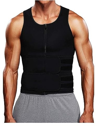 LYGXWJFC Gilet de Sauna 2 en 1 pour Hommes, entraîneur de Taille, attelle de Soutien du Dos, Corset de Compression pour abdominoplastie, débardeur d'entraînement pour Le Corps