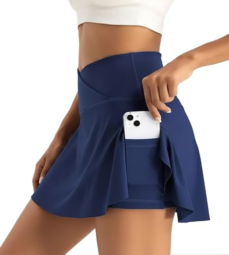 Neteson Gonna Tennis Donna con Pantaloncini e Tasche Gonna da Sportiva Golf Crossover Vita Alta Gonna Corta da Corsa Estiva Skirt Mini Gonne a Pieghe Sport Tennis Rock per Jogging Allenamento Running