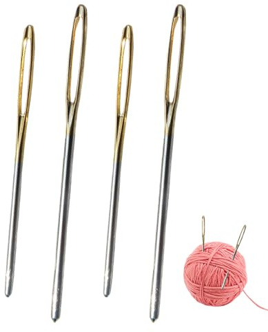 QIHAWN 4Pcs Large Eye Blunt Tip Yarn Needles, Iron for Knitting Darning | 4pcs large eye blunt tip yarn needles, solid iron, smooth snag-free, fits thick wool, for knitting darning DIY craft