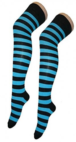 Crazy Chick New Womens Over The Knee Long Horizontal Stripe Print Ladies Thigh High Striped Patterned Overknee Socks