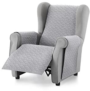Textilhome Funda Sofá Circus - 1 Plaza - Cubre Sillón Relax Reclinable y Orejero Reversible | Protector Acolchado, Lavable y Resistente contra Manchas, Arañazos y Desgaste – Color Grisclaro