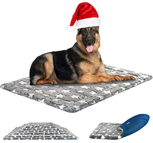 KROSER Hundebett Grosse Hunde 122x75cm, Hundekissen Grosse Hunde XXL Wendbare Hundematte Sommer und Winter, Weiches Hundekissen für Grosse Hunde bis zu 50 Kg Grau