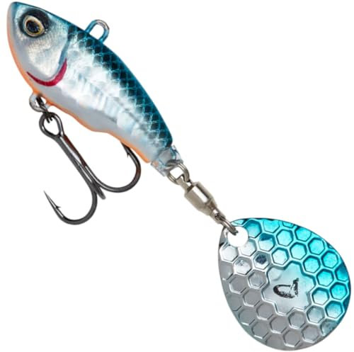 Savage Gear Fat Tail Spin sinkend - Jig Spinner, Größe/Gewicht/Farbe:6.5cm / 16g / Blue Silver