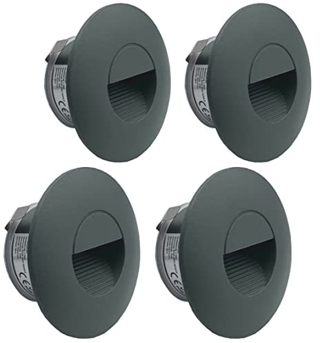 LIGHTWORLD24 Welt der Lichter LED Stufen-beleuchtung Wand-einbauleuchte Einbaustrahler außen innen Wandleuchte Treppen-leuchte Licht IP65 230V Grau 4er SET