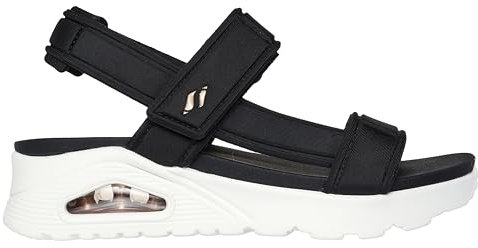 Skechers Cali, Sandalia Mujer,Duraleather Negro, 38 EU