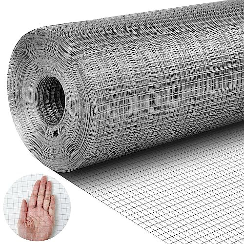 Tatuo Hardware Cloth 1/2 Inch 24in x 150ft Hot Dip Galvanized After Welded Cage Mesh Rolls 21 Gauge Metal Chicken Wire Roll Wire Fencing Poultry Netting for Raised Garden Rodent Animals