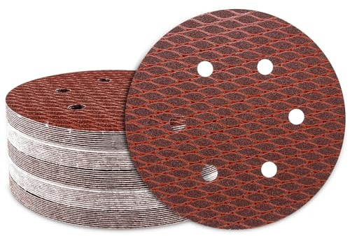 50Stk Schleifpapier 150mm Klett, 240 Körnung 6 Loch, Rotes Schleifscheiben Set für Exzenterschleifer