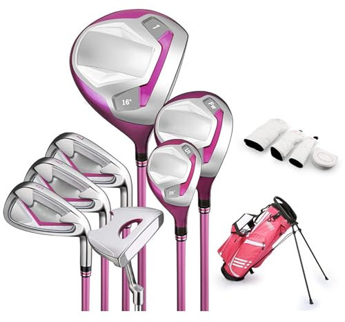 HSWOYEA Ensemble Complet de Clubs de Golf Junior, Ensemble de Golf pour Enfants, Clubs de Golf à 7 pôles pour Enfants et Adolescents, pour garçons de 120 à 165 cm, Cadeau d'anniversaire de Noël