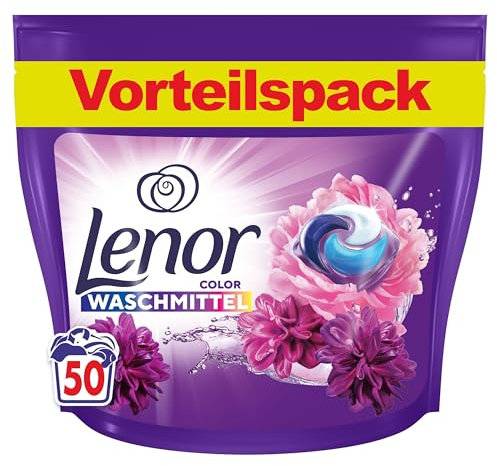LENOR PODS® Capsule di lavaggio per capi colorati 50 lavaggi, sbalzo di fiori, freschezza e rimozione di odori a lunga durata, lavaggio a freddo