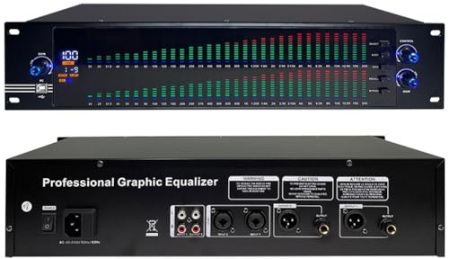 Ecualizador gráfico estéreo profesional con 10 efectos preestablecidos, ideal para estudios de grabación y escenarios en vivo