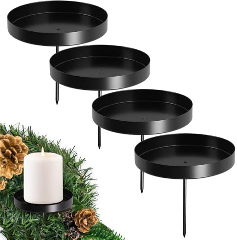 4 stycken adventskrans, ljusstakar, 8 cm, retro, ljusstake, svart, ljushållare, adventskrans, metall för middag med stearinljus, matsal och eldstadsdekorationer