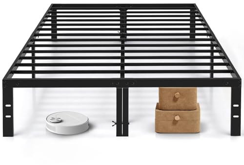 Queen Size Bed Frame, 14 Inch Metal Platform Bed Frames with Heavy Duty Steel Slat Support, No Box Spring Needed, Easy Assembly, Under Bed Storage