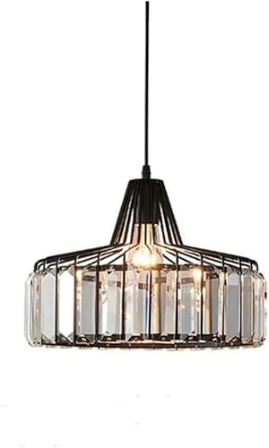 Lámpara de techo colgante de cristal con alta transmitancia de luz, pantalla de cristal negro/dorado y base de hierro,luminaria LED
