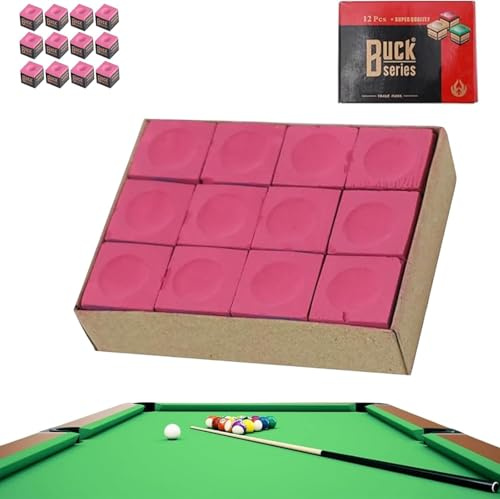 KSVFTB 12 Pcs Pool Chalk, Snooker Chalk for Enhanced Grip and Control, Professional Billiard Cue Chalk, Pink Pool Cue Chalk for Practice and Tournament Play Billiard Players Enthusiasts Home