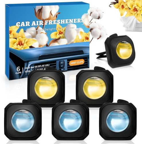 SCENTORINI Parfum Voiture, Parfum Pour Voiture, Arôme Coton et Vanille Avec Clip d'Aération, Désodorisants Pour Auto, Diffuseur pour L'Intérieur, Elimine les Odeurs