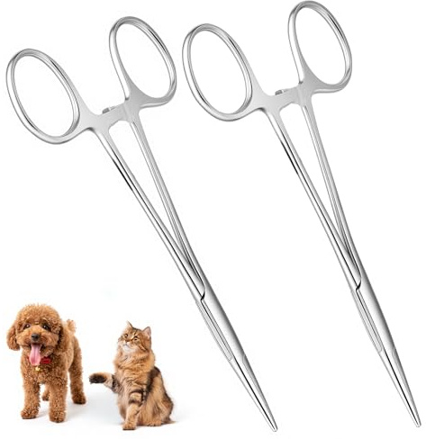 Aomig Pinzas para Mascotas, 2pcs Tijeras Para Perros, Tijeras de Aseo para Perros, Acero, para la Limpieza y Recortar el Cabello, 2pcs Tijeras Rectas