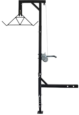 HME Truck Hitch Game Hoist Complete Kit with Winch and Gambrel, 400 lb Capacity - Hunting Game Skinning and Cleaning Accessory with 360-Degree Swivel Shaft and Adjustable Height