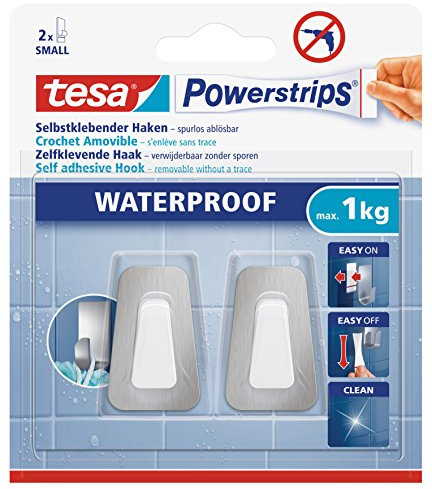 Tesa 597830000000 Mini crochet, Acier/blanc, Set de 2 Pièces