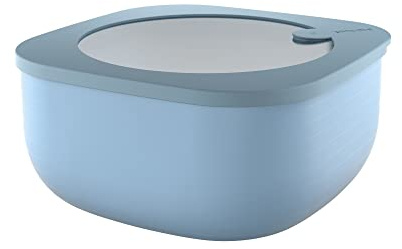 Guzzini Store&More Kitchen Active Design Contenitori Ermetici Bassi per Frigo/Freezer/ Microonde (L), 19.5 x 19.5 x 9.3 cm, Blu (Matt Mid blue)