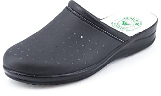 JOMIX Zuecos Sanitarios Mujer Chanclas Sanitarias Cómodas Ortopédicas Ligeras Transpirables, A Negro, 38 EU